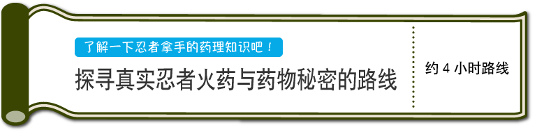 了解一下忍者拿手的药理知识吧！　探寻真实忍者火药与药物秘密的路线　约4小时路线（SP）