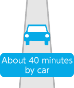 About 40 minutes by car