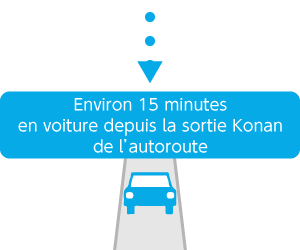 Environ 15 minutes en voiture depuis la sortie Konan de l’autoroute