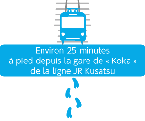 Environ 25 minutes à pied depuis la gare de « Koka » de la ligne JR Kusatsu
