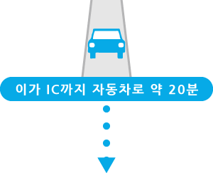 이가 IC까지 자동차로 약 20분